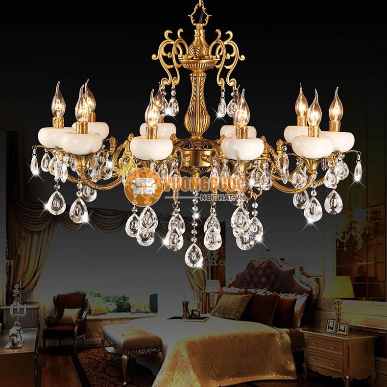 Đèn chùm đồng chao đá trắng ATL8659-3